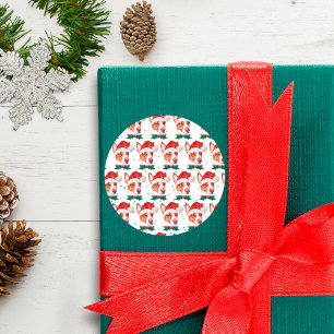 Pegatina Redonda Estrellas de Navidad de la raza de perro Podengo P