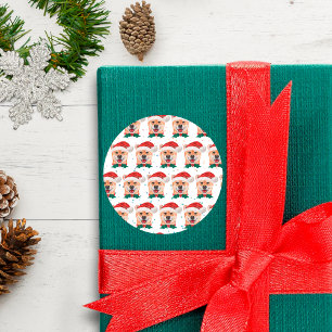Pegatina Redonda Estrellas de Navidad de la raza de perro Shiba Inu