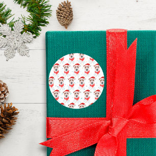 Pegatina Redonda Estrellas de Navidades de raza de perro de Fox Ter