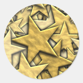 Pegatina Redonda Estrellas de oro