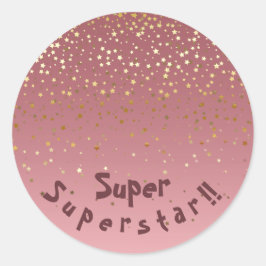 Pegatina Redonda Estrellas de oro Rosa tema "Superstar"