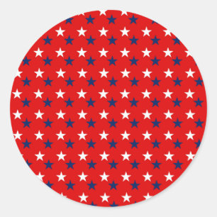 Pegatina Redonda Estrellas de patrones patrióticos en rojo