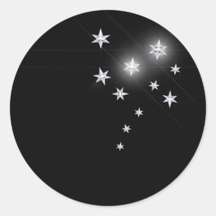 Pegatina Redonda Estrellas de plata