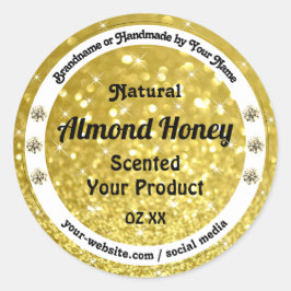 Pegatina Redonda Estrellas de Purpurina de oro deslumbran etiquetas