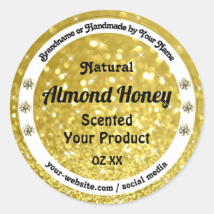 Pegatina Redonda Estrellas de Purpurina de oro deslumbran etiquetas