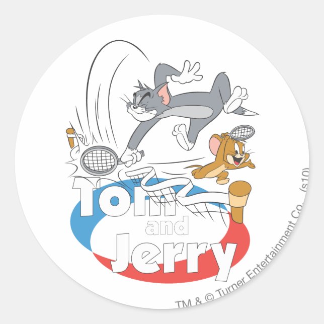 Pegatina Redonda Estrellas de tenis Tom y Jerry 7 (Anverso)