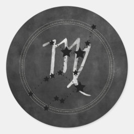 Pegatina Redonda Estrellas de zodiaco plateado Virgo