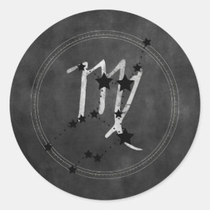 Pegatina Redonda Estrellas de zodiaco plateado Virgo 