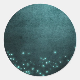 Pegatina Redonda Estrellas del crepúsculo místico   Resplandor neón