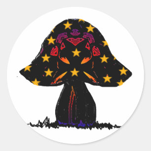Pegatina Redonda estrellas del hongo