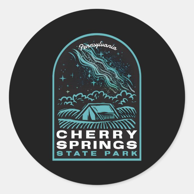 Pegatina Redonda Estrellas del Parque Estatal Cherry Springs en Pen (Anverso)