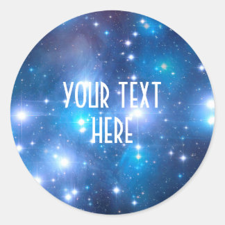Pegatina Redonda Estrellas del Universo Azul + tus ideas