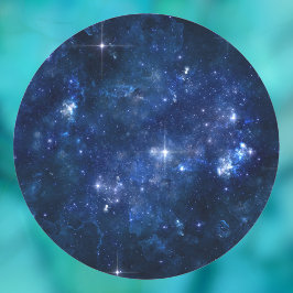 Pegatina Redonda Estrellas en cielo oscuro, arte de texto DIY foto 