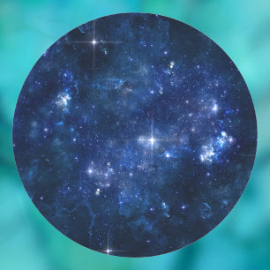 Pegatina Redonda Estrellas en cielo oscuro, arte de texto DIY foto 