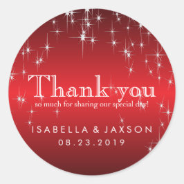 Pegatina Redonda Estrellas en rojo metálico