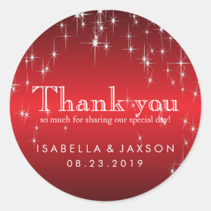 Pegatina Redonda Estrellas en rojo metálico