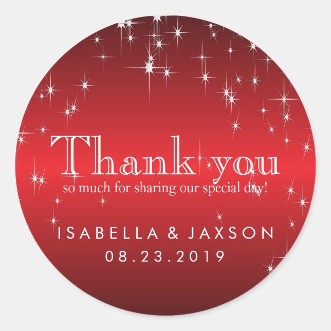 Pegatina Redonda Estrellas en rojo metálico (Anverso)