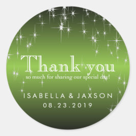 Pegatina Redonda Estrellas en verde lima metálica