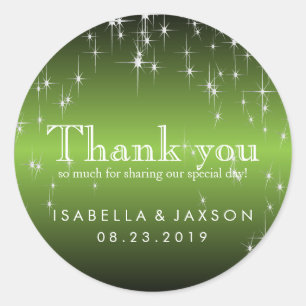 Pegatina Redonda Estrellas en verde lima metálica