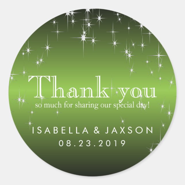 Pegatina Redonda Estrellas en verde lima metálica (Anverso)