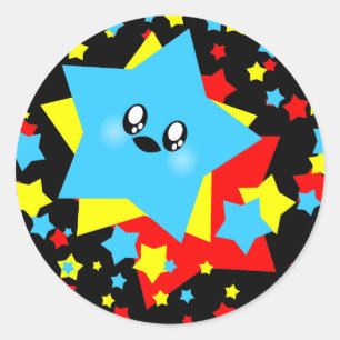 PEGATINA REDONDA ESTRELLAS KAWAII BLAST CÓSMICO