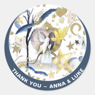 Pegatina Redonda *~* Estrellas lunares murciélagos Purpurina de ha