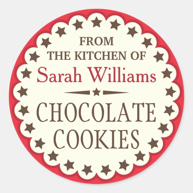 Pegatina Redonda Estrellas marrones de la cocina del favor del inte (Anverso)