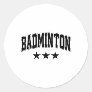 Pegatina Redonda Estrellas Negras de Bádminton Clic Retro Texto Uni