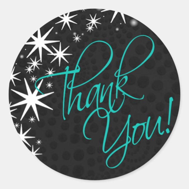 Pegatina Redonda Estrellas negras Quinceañera Gracias (negro/agua) (Anverso)
