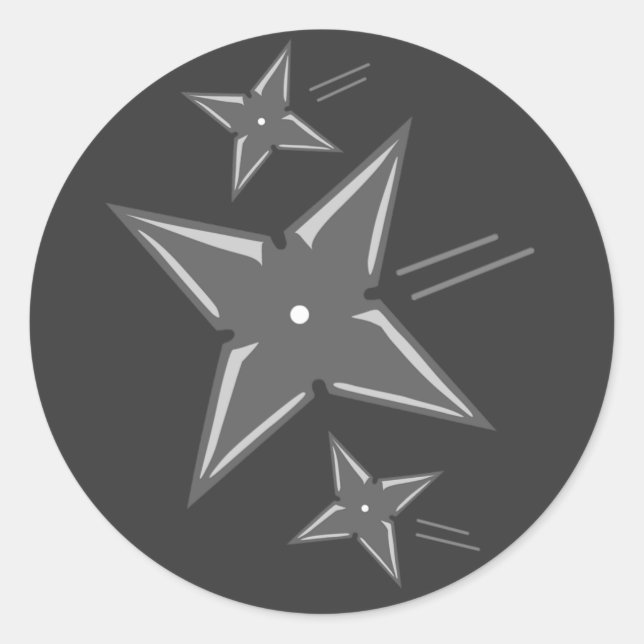 Pegatina Redonda Estrellas Ninja (Anverso)