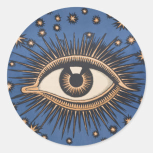 Pegatina Redonda Estrellas oculares Luna Celeste Nouveau