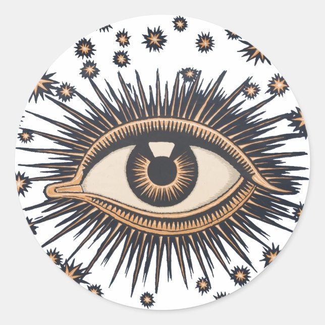 Pegatina Redonda Estrellas oculares Luna Celeste Nouveau (Anverso)