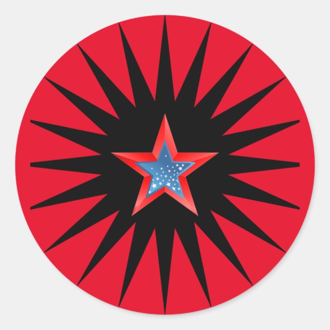 Pegatina Redonda Estrellas pegatinas multicolores. (Anverso)