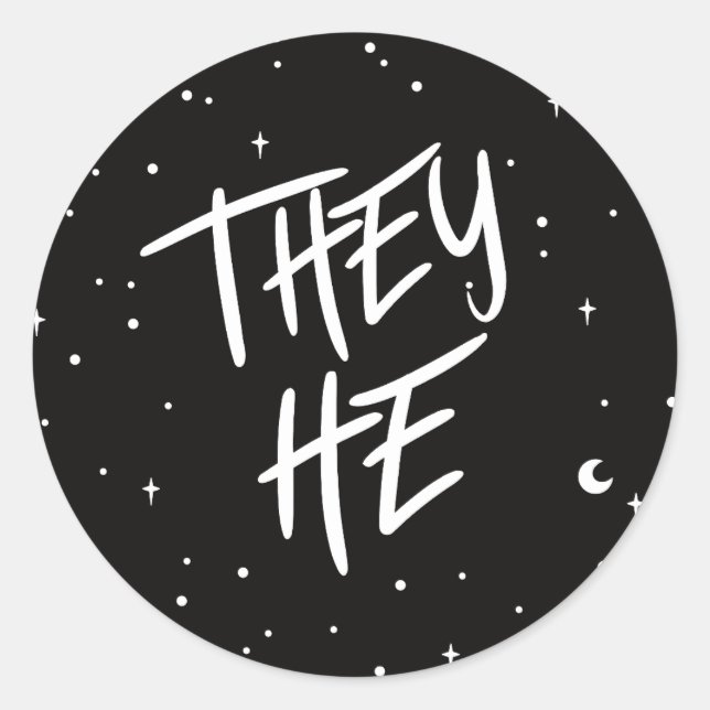 Pegatina Redonda Estrellas que/él pronuncia (Anverso)