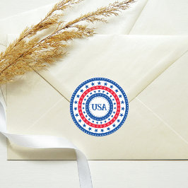 Pegatina Redonda Estrellas Rojas, Blancas y Azules de Estados Unido