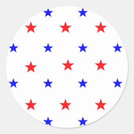 Pegatina Redonda Estrellas rojas y azules - Patrón de cielo estrell