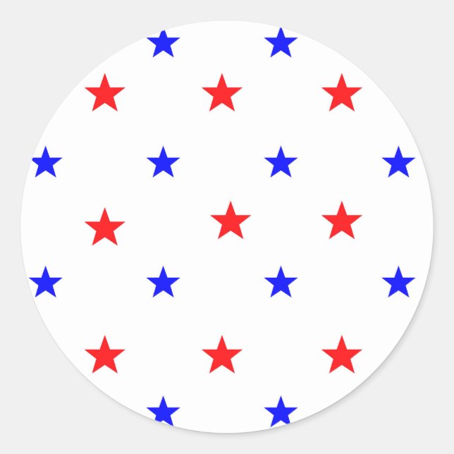 Pegatina Redonda Estrellas rojas y azules - Patrón de cielo estrell (Anverso)