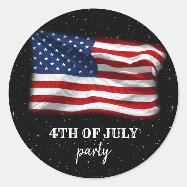Pegatina Redonda Estrellas tira bandera patriótica estadounidense 4 (Anverso)