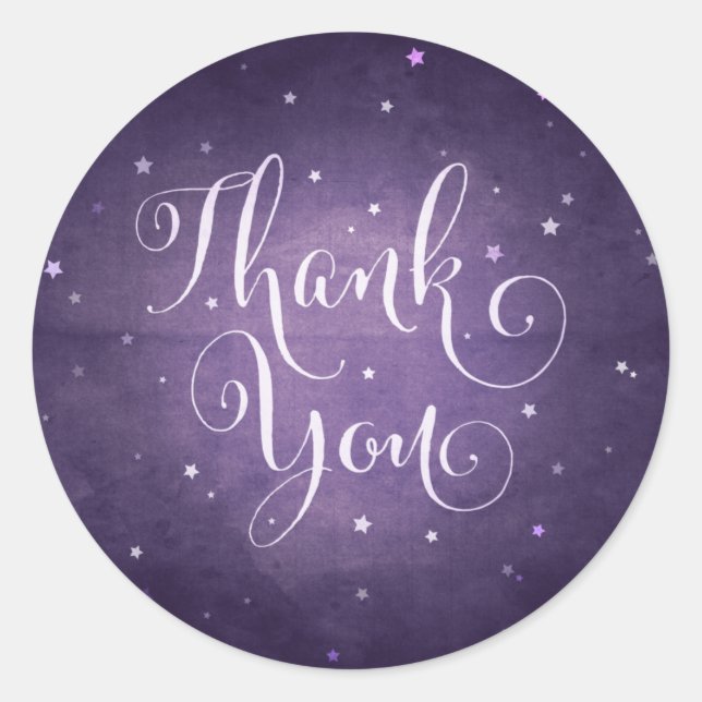 Pegatina Redonda Estrellas violetas moradas gracias Halloween (Anverso)