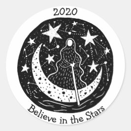 Pegatina Redonda Estrellas y constelaciones Charon Crossing River B