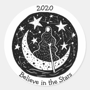 Pegatina Redonda Estrellas y constelaciones Charon Crossing River B