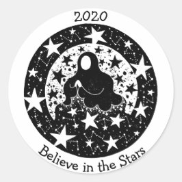 Pegatina Redonda Estrellas y constelaciones Dream Weaver B/W