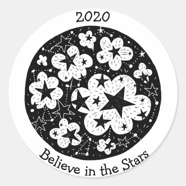 Pegatina Redonda Estrellas y constelaciones Popcorn Blossoms Nubes  (Anverso)