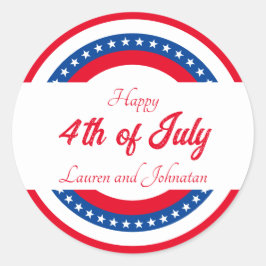 Pegatina Redonda Estrellas y franjas rojo blanco y azul gracias