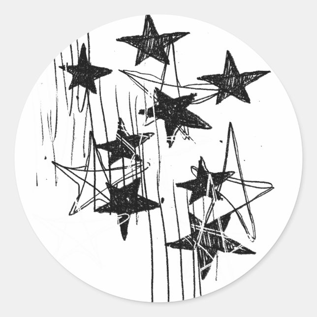 Pegatina Redonda Estrellas y grietas (Anverso)