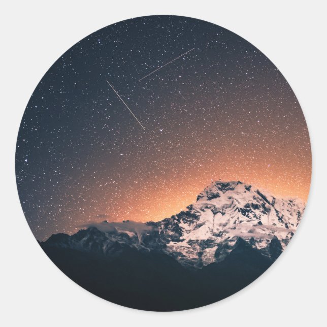 Pegatina Redonda Estrellas y montañas (Anverso)