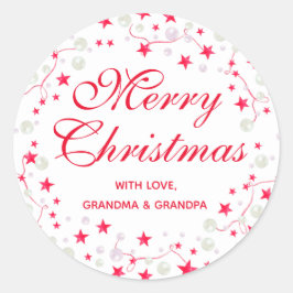 Pegatina Redonda Estrellas y ornamentos de navidades personalizados