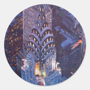 Pegatina Redonda Estructura de New York City Midtown Manhattan W.