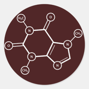 Pegatina Redonda Estructura molecular C8H10N4O2