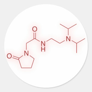 Pegatina Redonda Estructura química de Pramiracetam